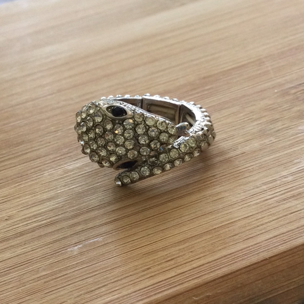 Silver & Rhinestone Snake Ring